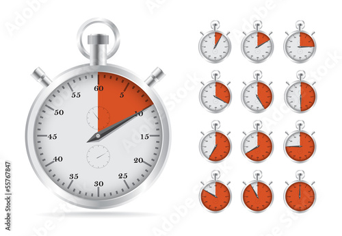 Realistic illustration of old fashioned analog stopwatch