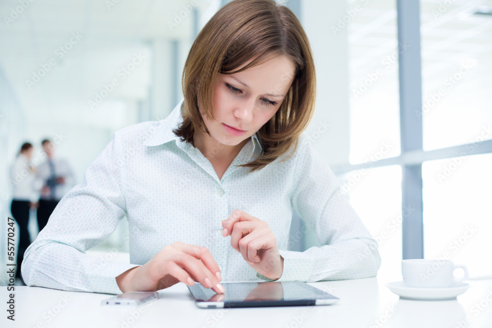 Woman using Liquid-Crystal Display Woman using Liquid-Crystal Display