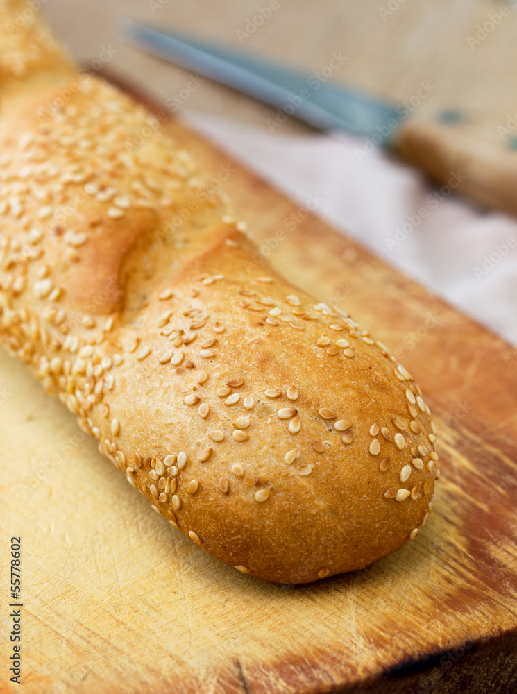 Baguette with sesame seeds