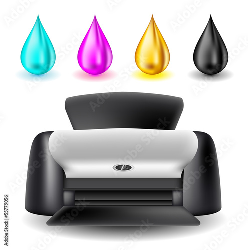 Printer with CMYK drops