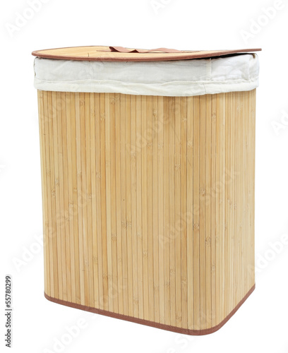 Mat wooden container covered by white textile and lid