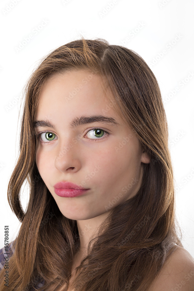 closeup portrait of a teenage girl kissing lips isolated on whit closeup portrait of a teenage girl kissing lips isolated on whit