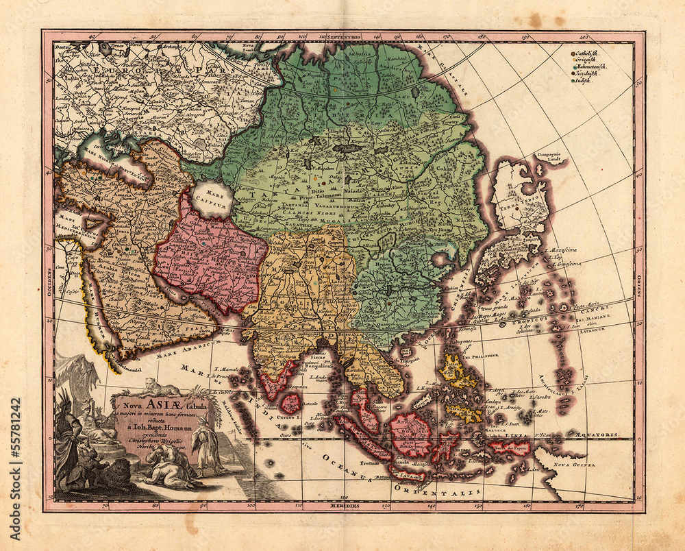 Naklejka premium Asia vintage map