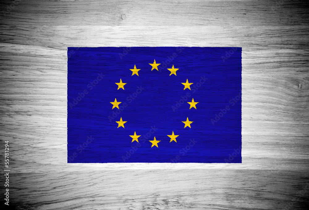 EU flag on wood texture EU flag on wood texture