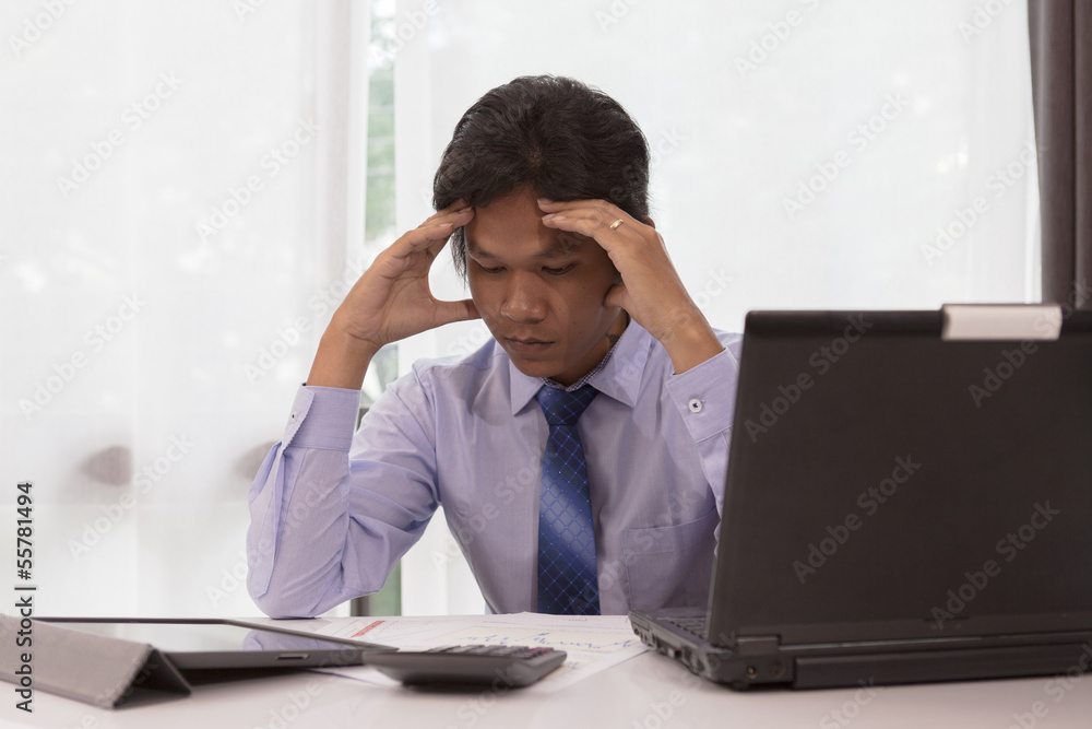 Asian businessman with pressure about this work Asian businessman with pressure about this work