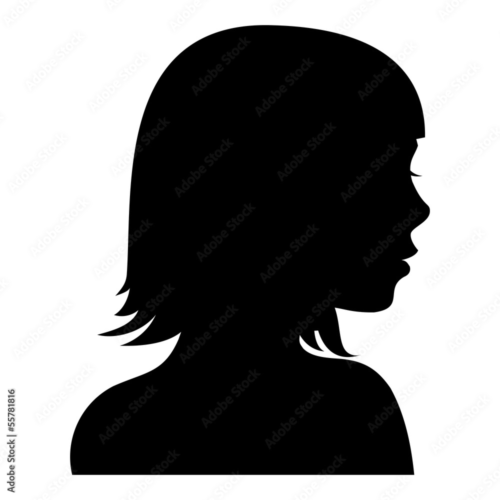 beautiful young woman silhouette, profile