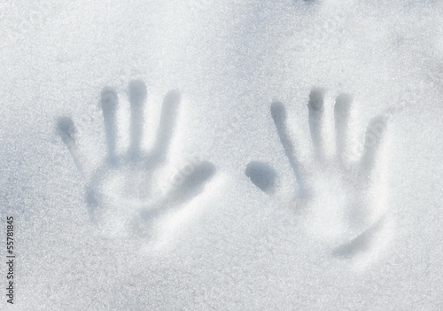 Arms print on snow surface