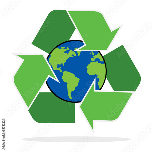 recycle symbol with planet earth
