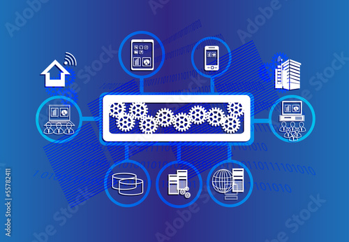 Enterprise Service Bus on blue texture background