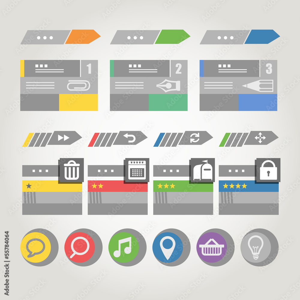 Interface bars template with icons