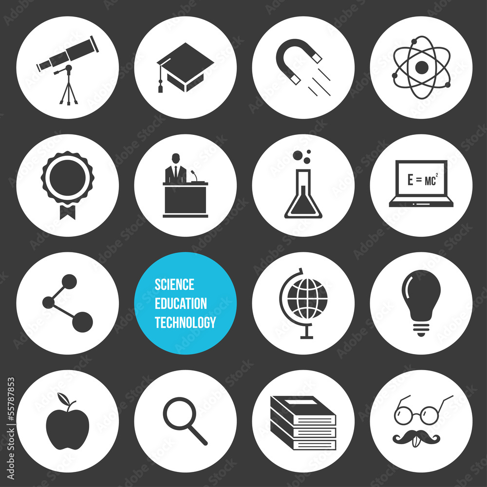 Vector Science Education and Technology Icons Set