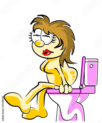 Girl on toilet, illustration