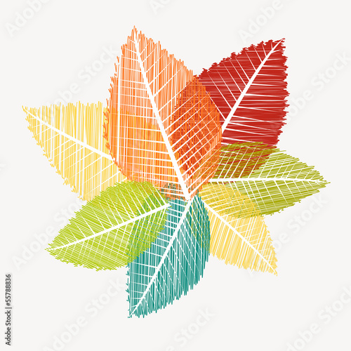 Colorful abstract transparent leaves autumn background. EPS10 fi