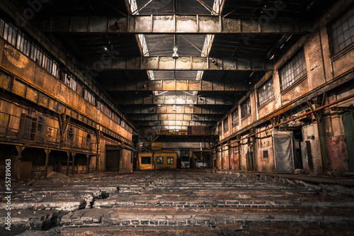 Fotografija Old Abandoned industrial interior with bright light