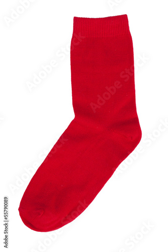 Red knitted sock photo