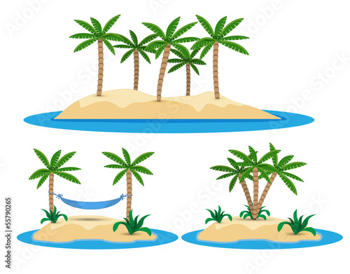 illustration of isolated island with palm trees