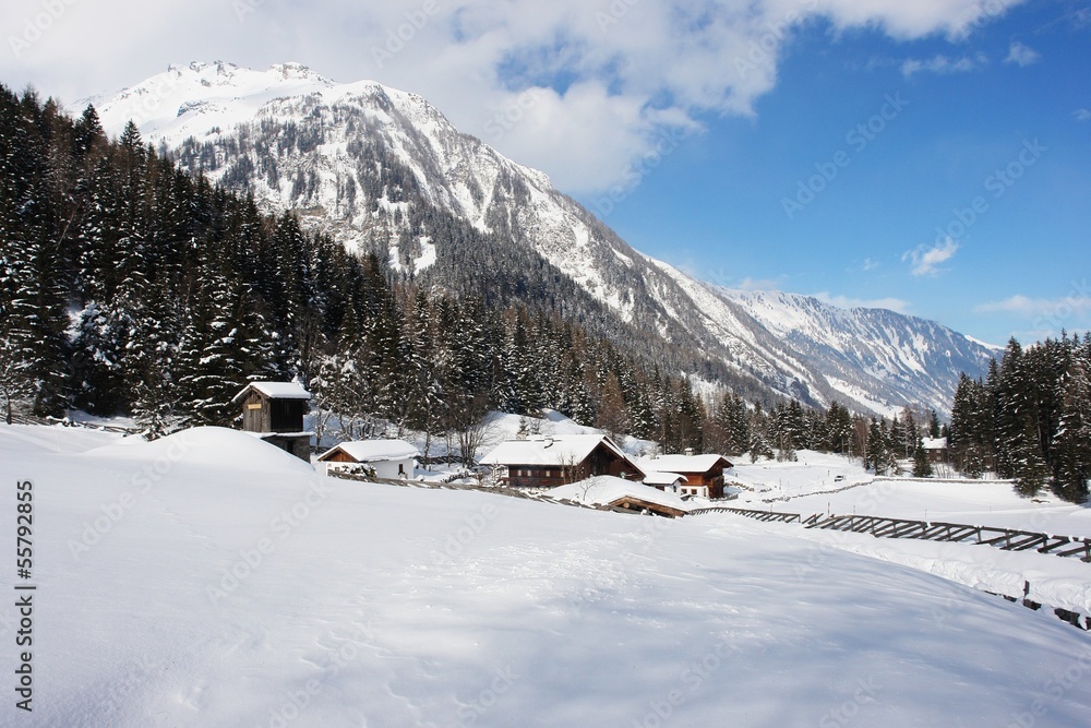 Winter landscape in the Hohe Tauern, Austrian Alps