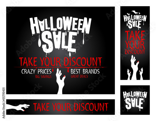 Halloween sale banners collection.