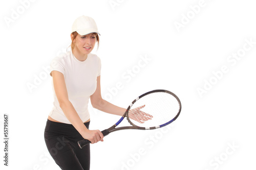 Slim brunette playing tennis © zhagunov_a