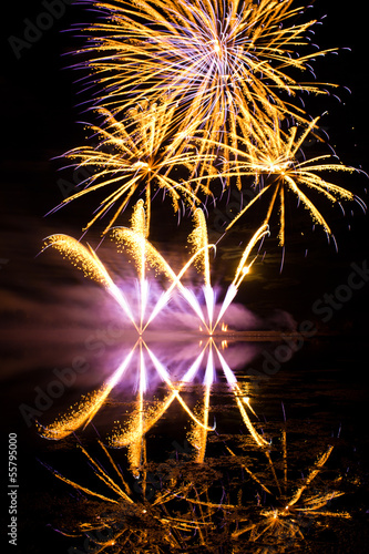 Golden and Purple Fireworks
