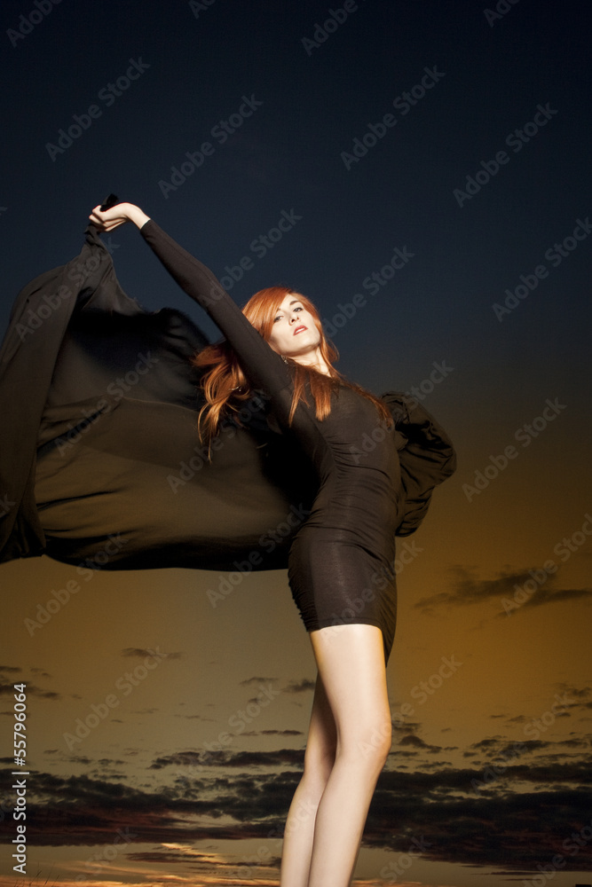 Beautiful woman portrait with glossy red hair Beautiful woman portrait with glossy red hair
