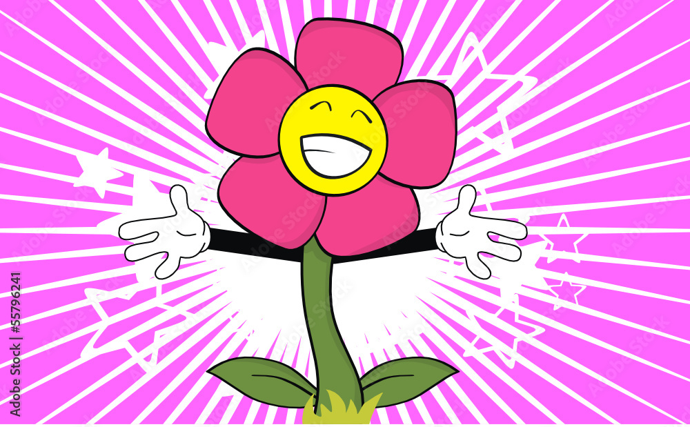 Fototapeta premium happy flower character cartoon background in vector format