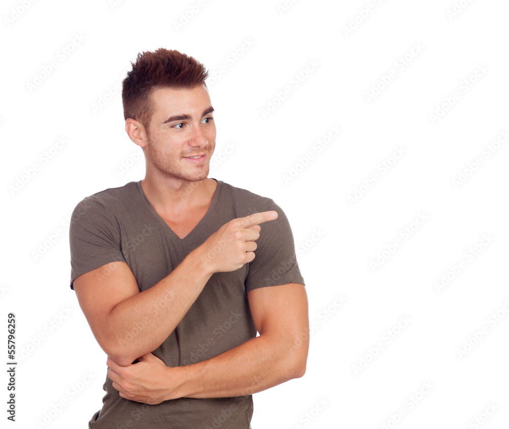 Young boy pointing something Young boy pointing something