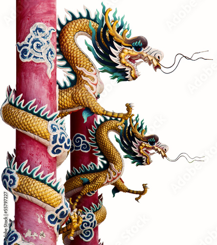 Twin Dragon wrap the pillar