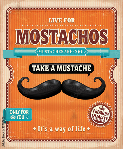 Vintage Mostachos, mustache poster design