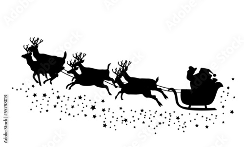 vector Santa Claus flying with deer