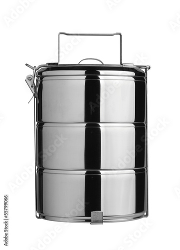 Metal Tiffin, Food Container On White Background