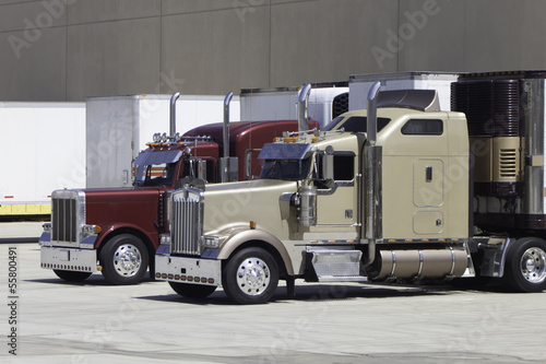 Tablou pe pânză Big Rig Trucks at the Dock