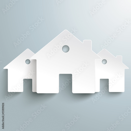 Three White Paper Houses Background