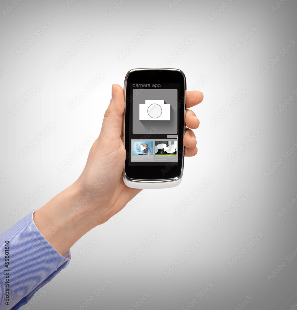 hand with smartphone showing application hand with smartphone showing application