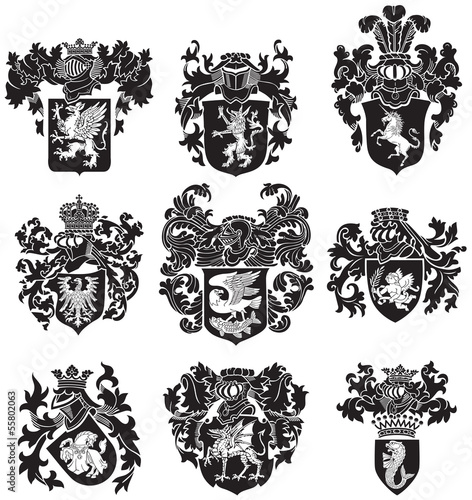 set of heraldic silhouettes No3