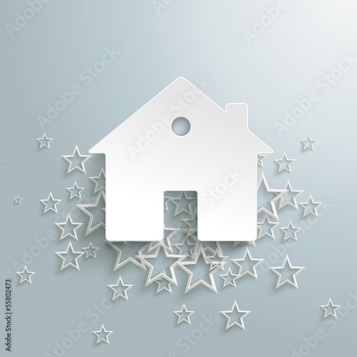White Stars Cloud House Background