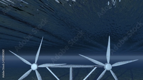 Strömungskraftwerk - Gezeitenkraftwerk (3d Animation)