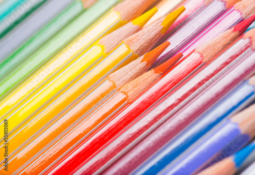 Background of rainbow coloured pencils