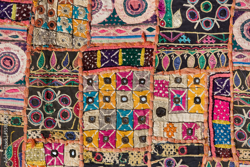 Indian patchwork carpet in Rajasthan  Asia