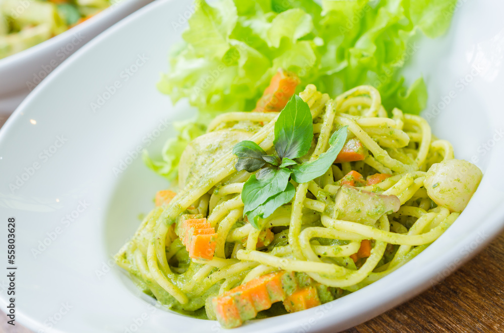 Spaghetti pesto sauce Spaghetti pesto sauce
