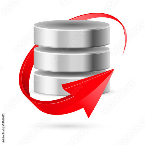 Database icon with update symbol.