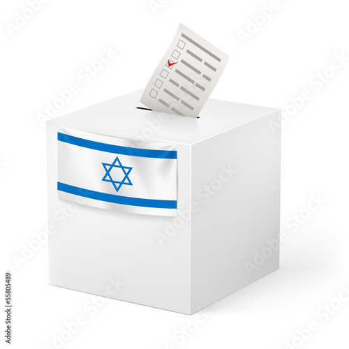 Ballot box with voicing paper. Israel.