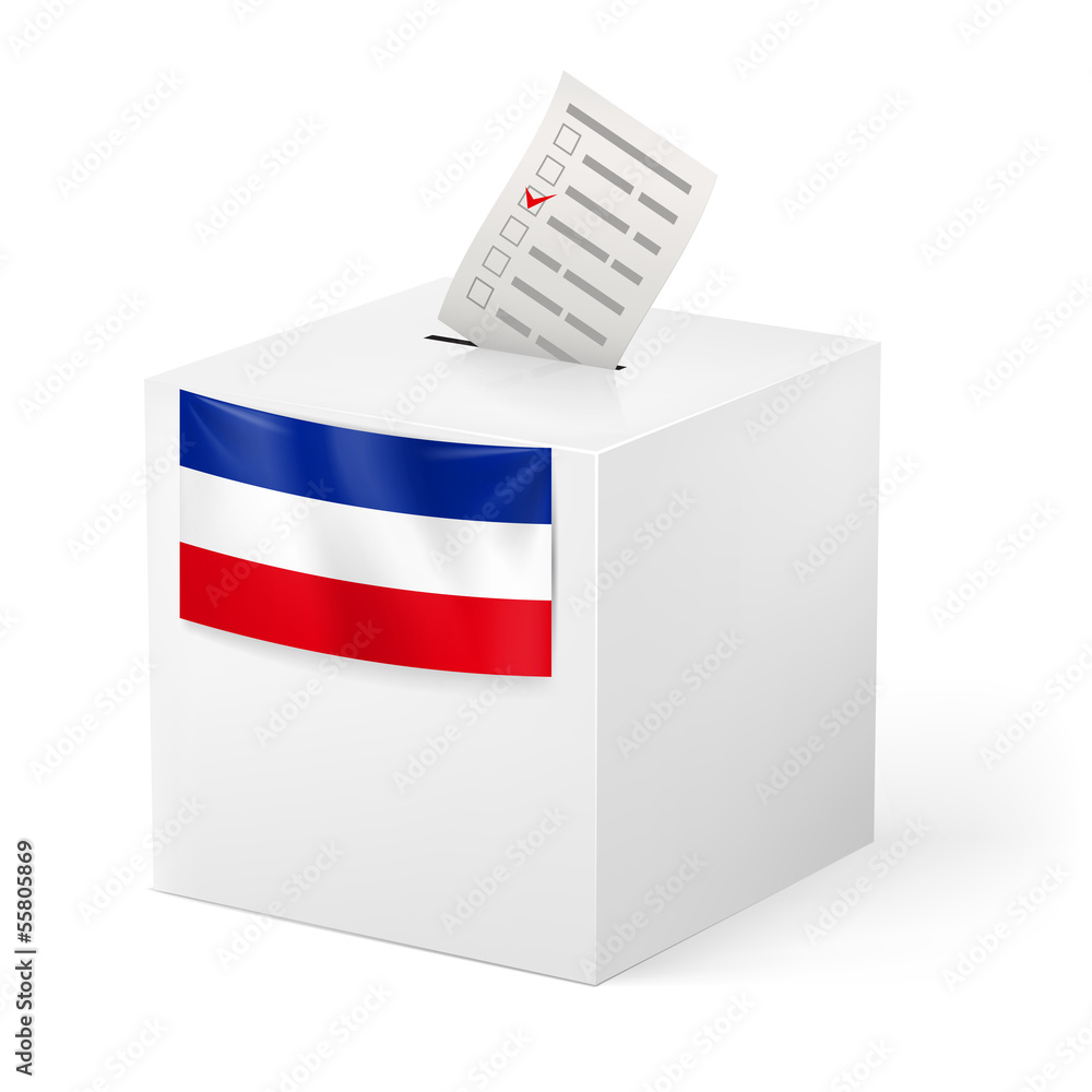 Ballot box with voicing paper. Yugoslavia. Ballot box with voicing paper. Yugoslavia.