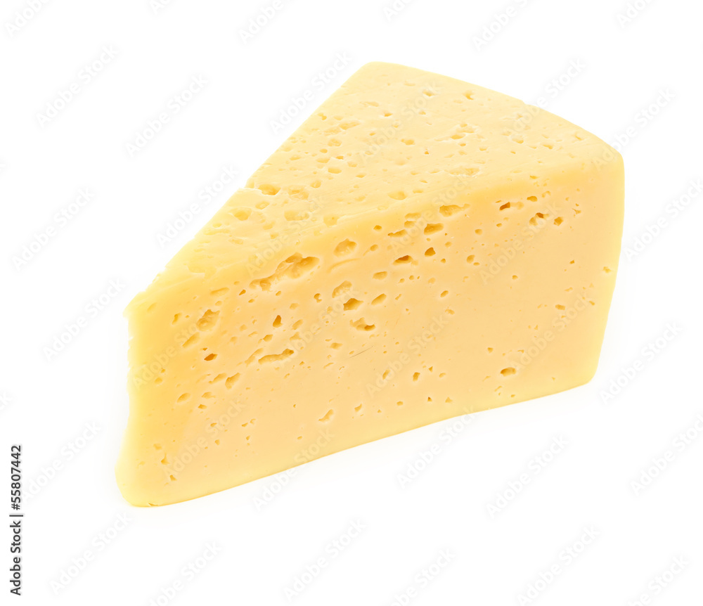 piece of cheese isolated on white