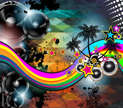 Disco club flyer template. Abstract background to use for music 
