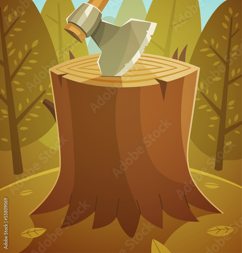 Tree stump. Vector illustration.