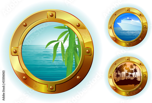 Cruise liner window. Vector.