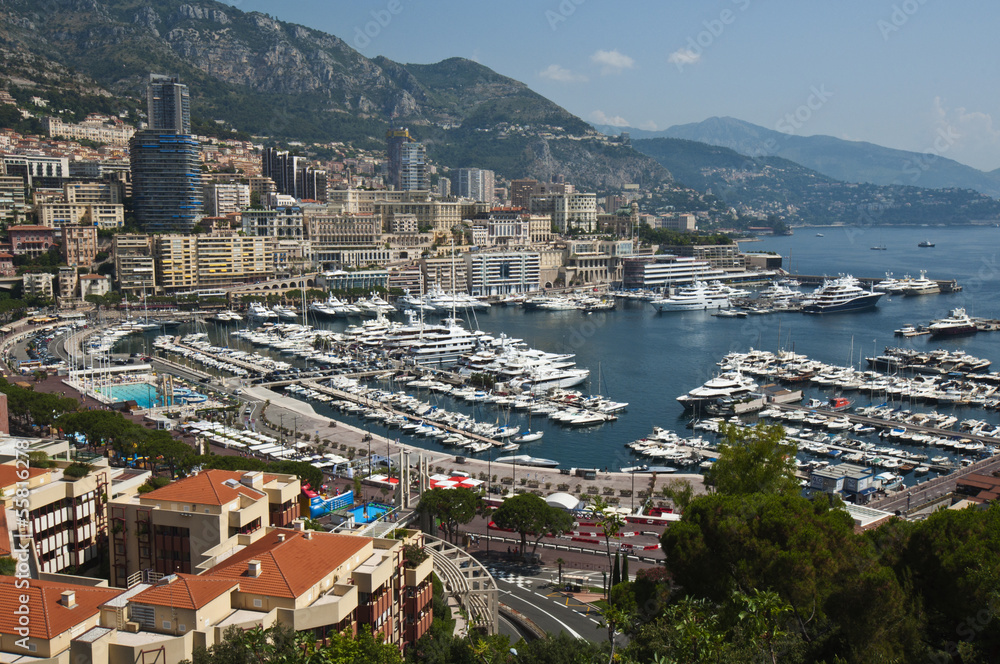 Panoramic View of Port Hercule and Monte Carlo, Monaco