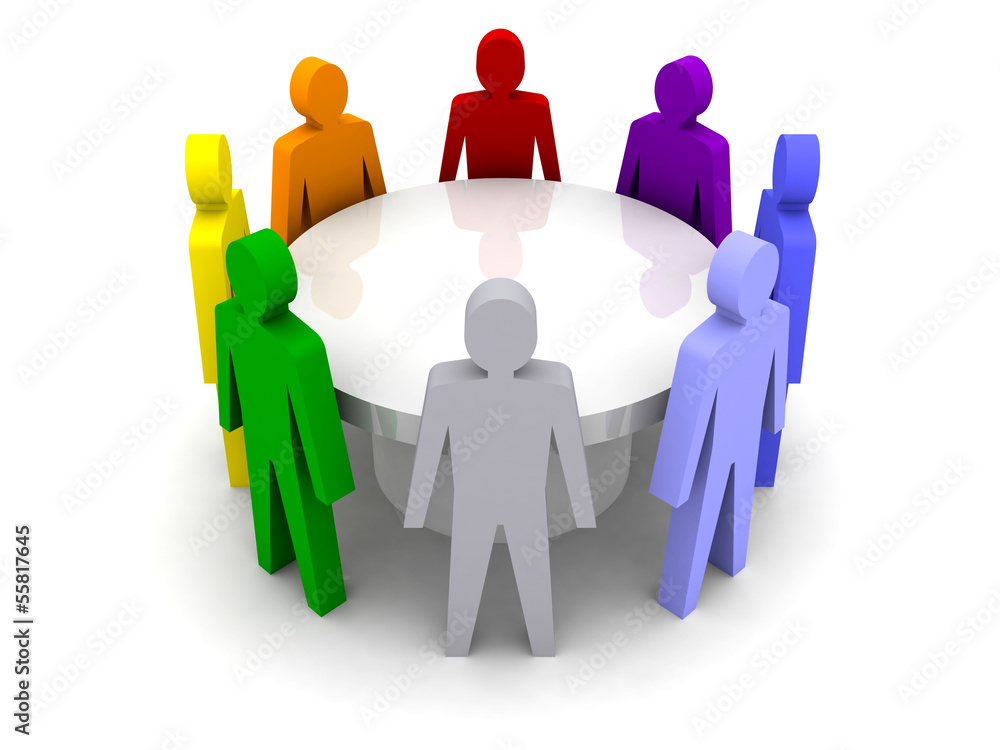 Conference of different people. Concept 3D illustration Conference of different people. Concept 3D illustration