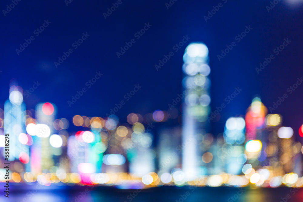 Fototapeta premium Defocused Hong Kong skyline